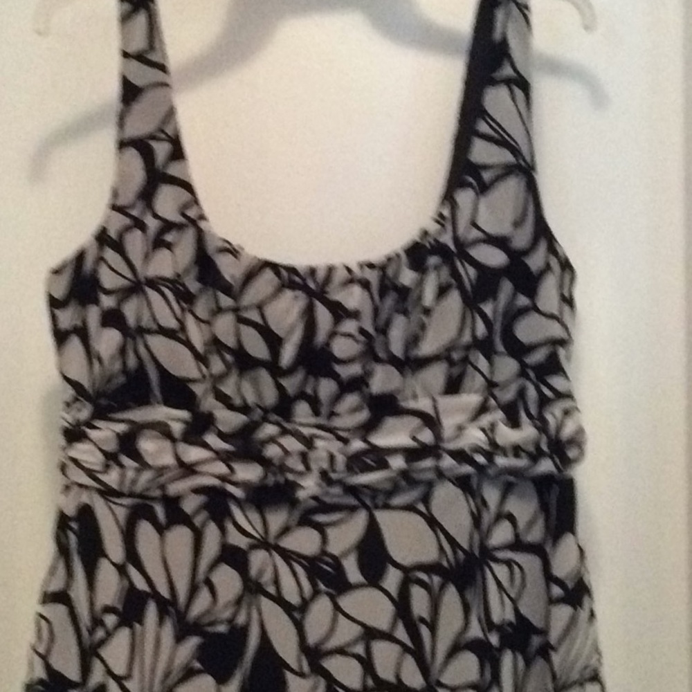 Black and white lined chiffon dress